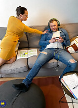 Horny MILF tries to cure her stepsons gaming addiction