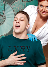 Big breasted curvy MILF chiropractor Anita has the best fucking medicine for her horny patients