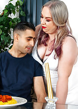 A dinner affair gets steamy for this curvy cougar!