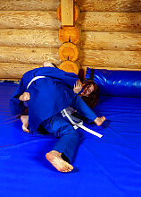 Granny VS Teen! Old and young lesbian wrestling sex!